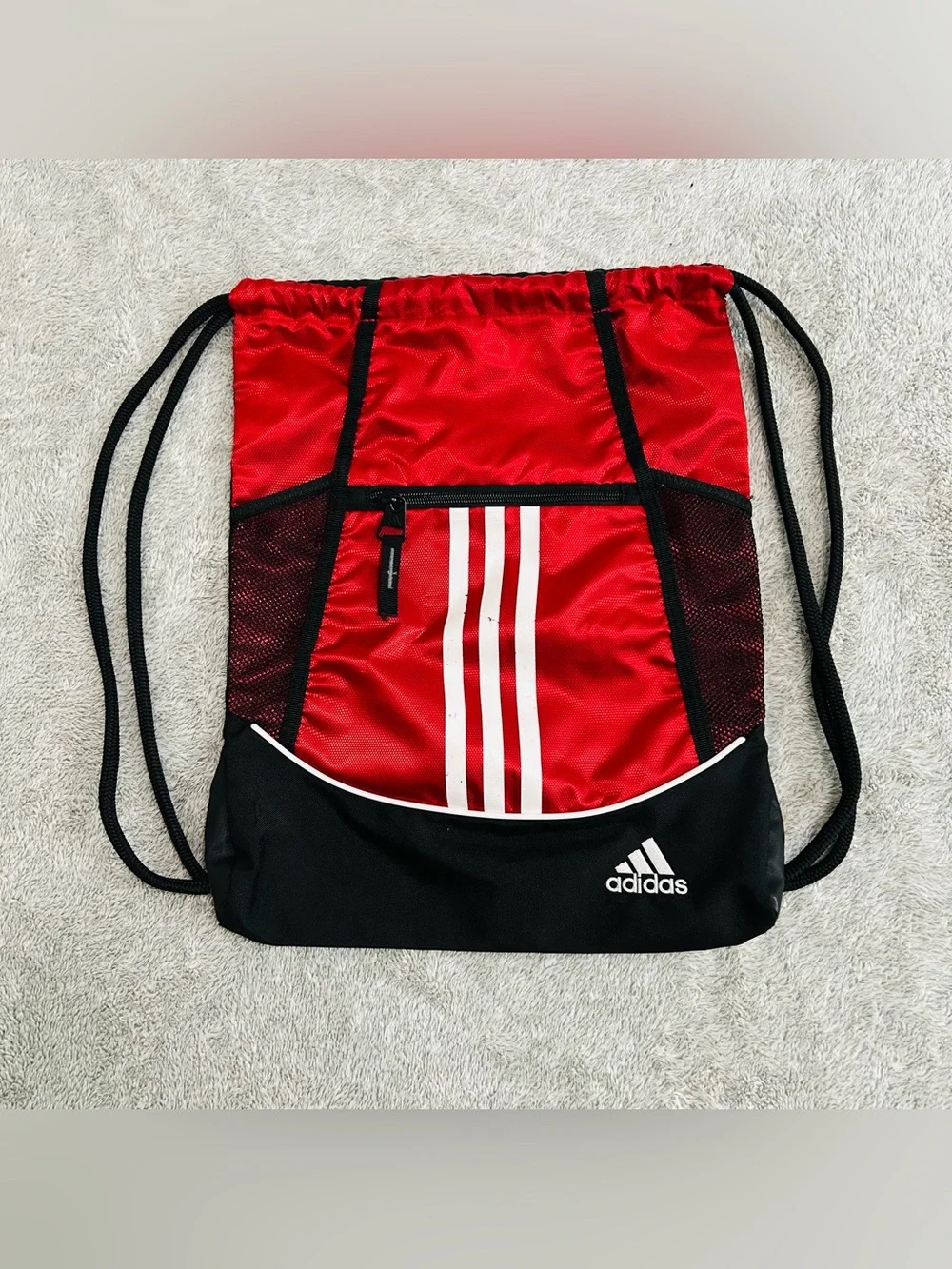 Adidas Red & Black Drawstring Backpack